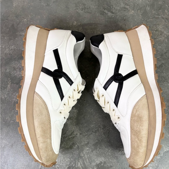 Veronica beard Valentina sneaker white black tan leather suede size 9.5 - Picture 8 of 11